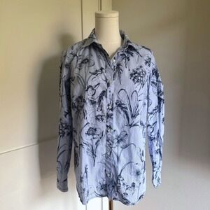 J.McLaughlin Womens Floral Striped Button Down Long‎ Sleeve Shirt